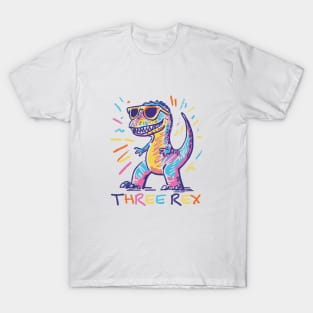 Three Rex Birthday Dinosaur Party Design T-Shirt